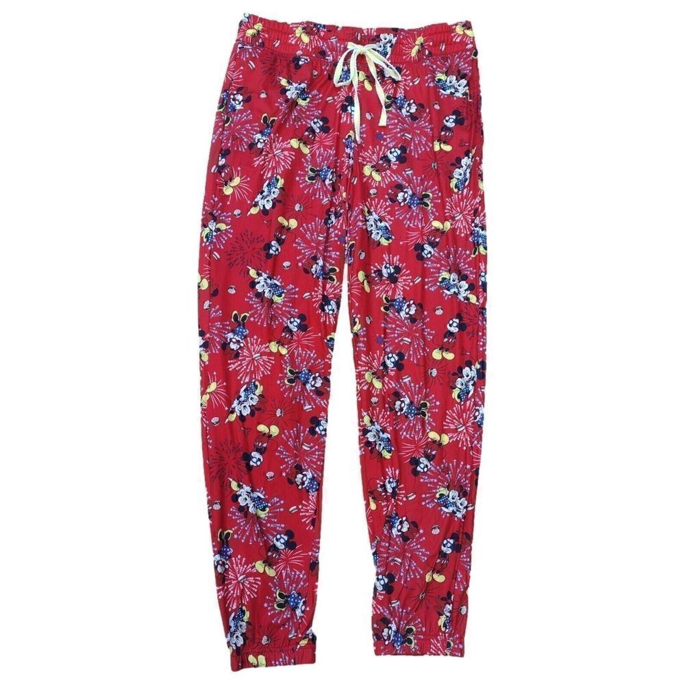 Disney Ladies Sleep Jogger with Pockets, Mickey and Minnie, Red, Size XS (0-2)